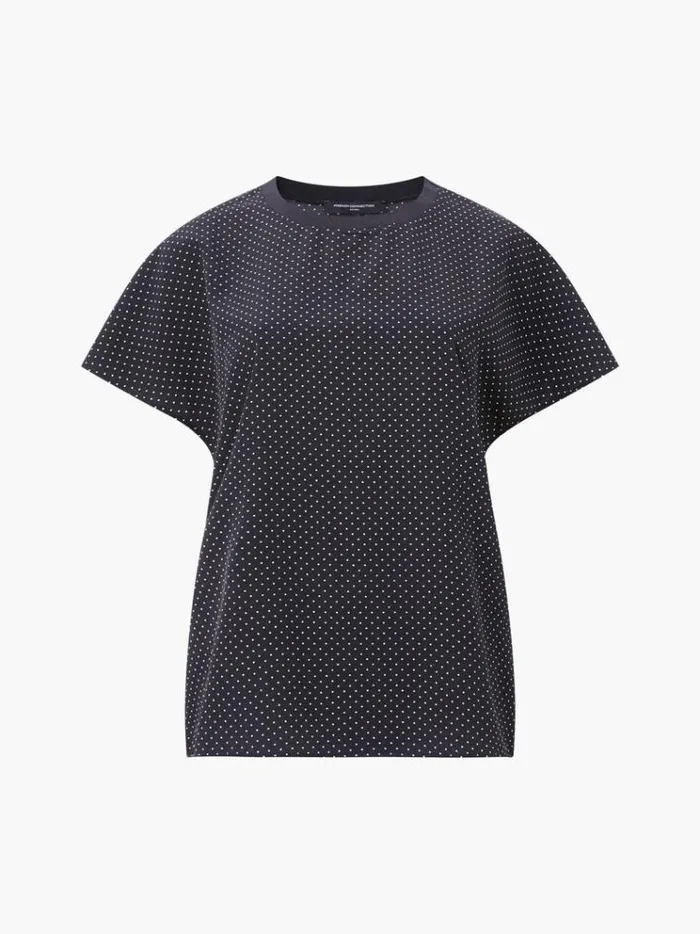 French Connection Tops Dotty Spot Abeny Crew Neck Top Blackoutsummer Whit 8211 Woman