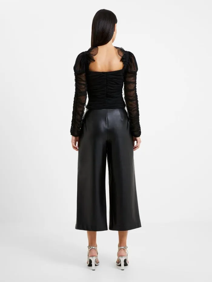 French Connection Tops Edrea Tulle Cropped Top Blackout 8211 Woman