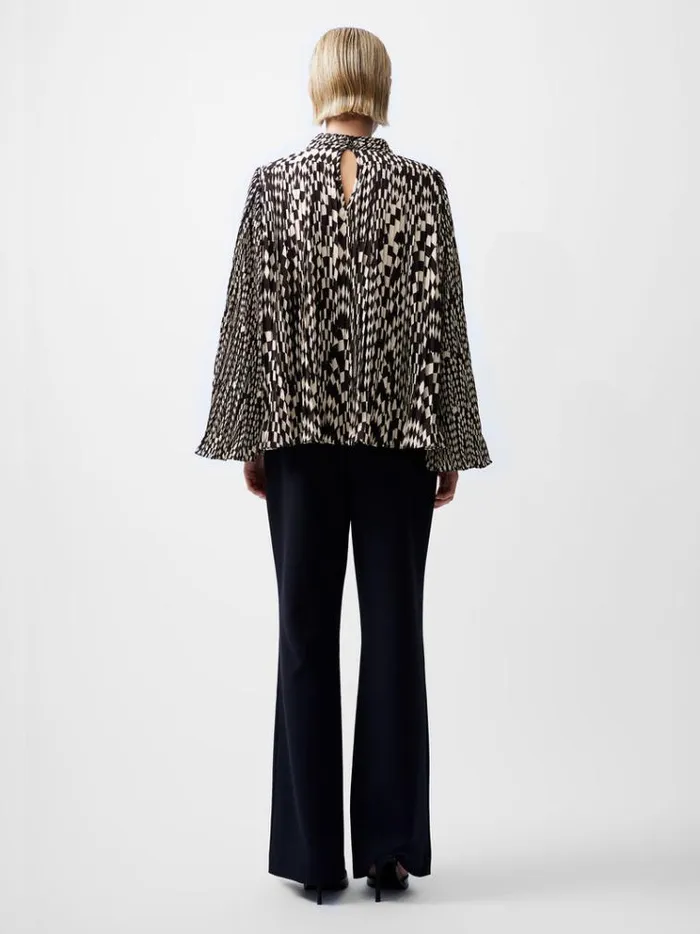 French Connection Tops Fern Arie Pleated Ella Crepe Top Classic Creamblackout 8211 Woman
