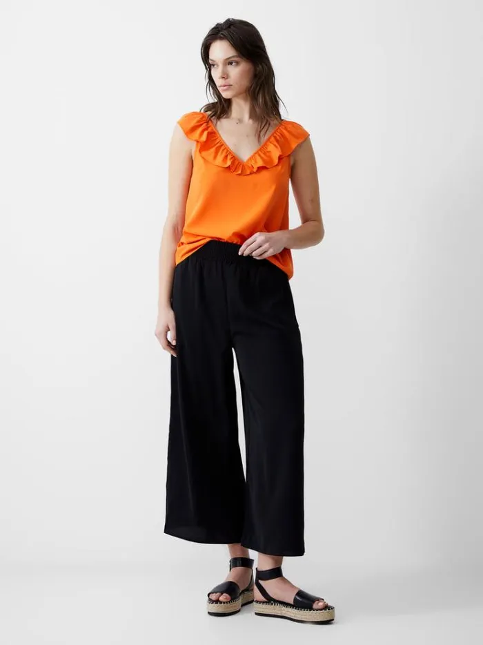 French Connection Tops Frill Sleeveless Crepe Light Top Mandarin 8211 Woman