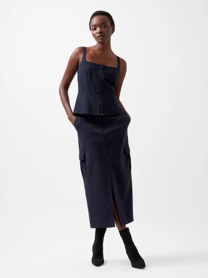 French Connection Tops Hailey Pinstripe Strappy Top Marine 8211 Woman