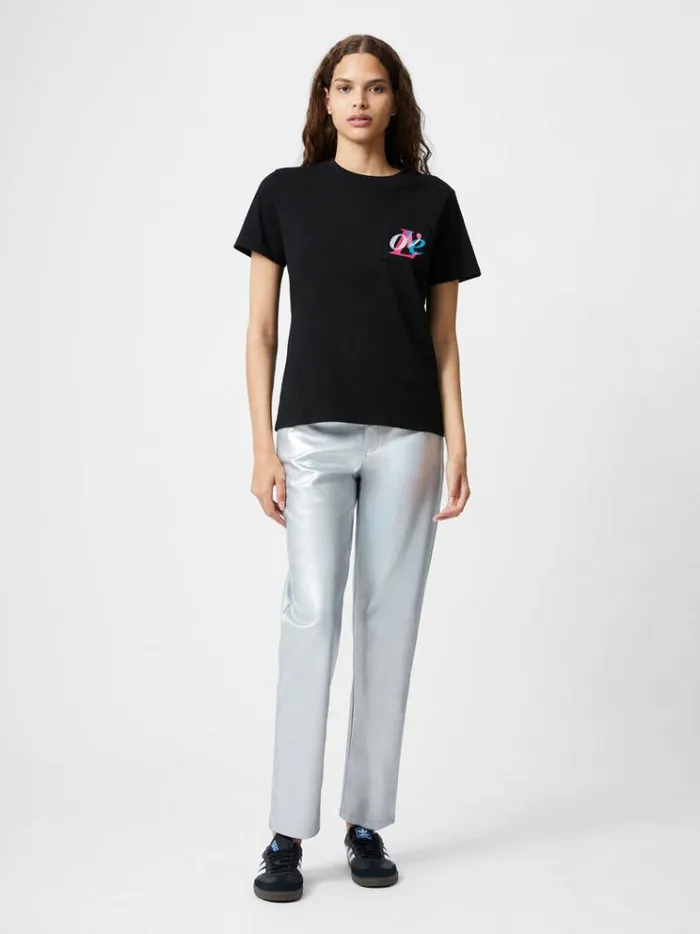 French Connection Tops Love Embroidered Pocket TShirt Black 8211 Woman
