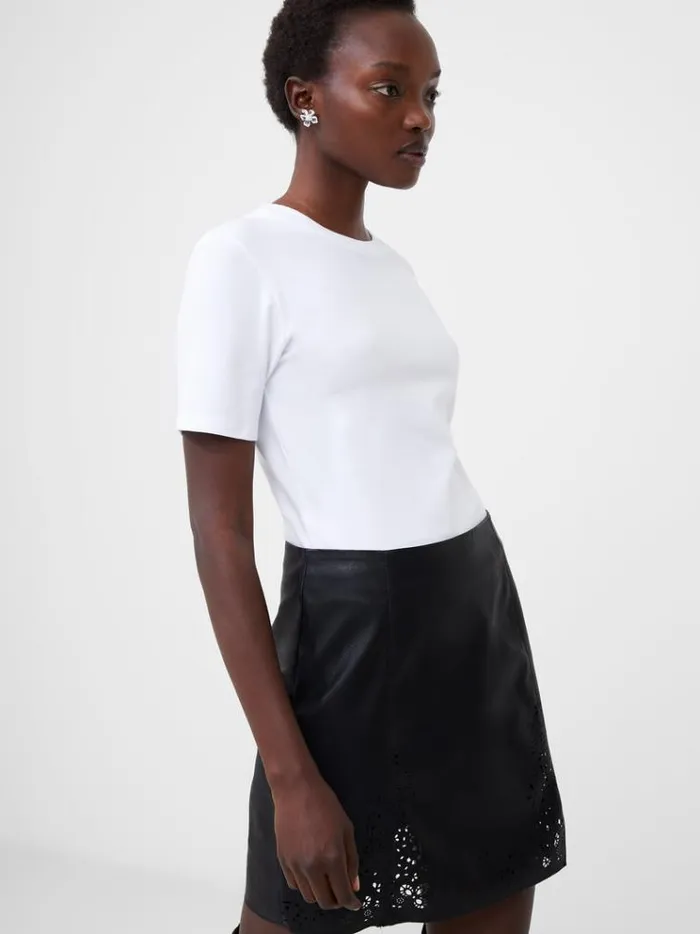 French Connection Tops Rallie Cotton Crew Neck TShirt Linen White 8211 Woman