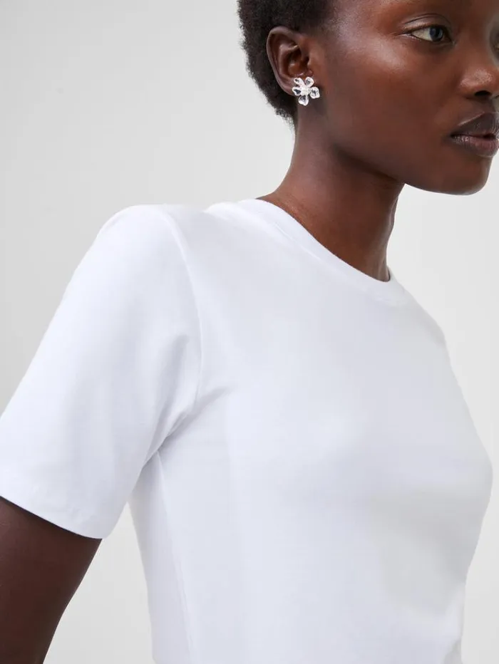 French Connection Tops Rallie Cotton Crew Neck TShirt Linen White 8211 Woman