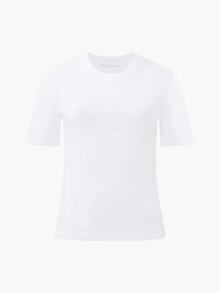 French Connection Tops Rallie Cotton Crew Neck TShirt Linen White 8211 Woman