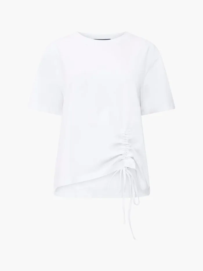 French Connection Tops Rallie Cotton Rouched TShirt Linen White 8211 Woman