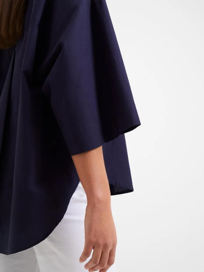 French Connection Tops Rhodes Poplin Popover Shirt Marine 8211 Woman