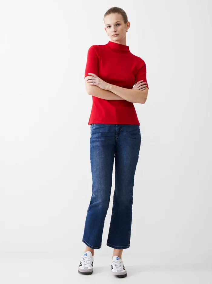 French Connection Tops Ribbed Turtle Neck Top Poppy 8211 Woman