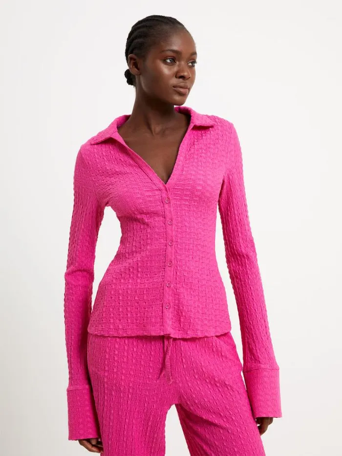 French Connection Tops Tash Textured Top Fuschia 8211 Woman
