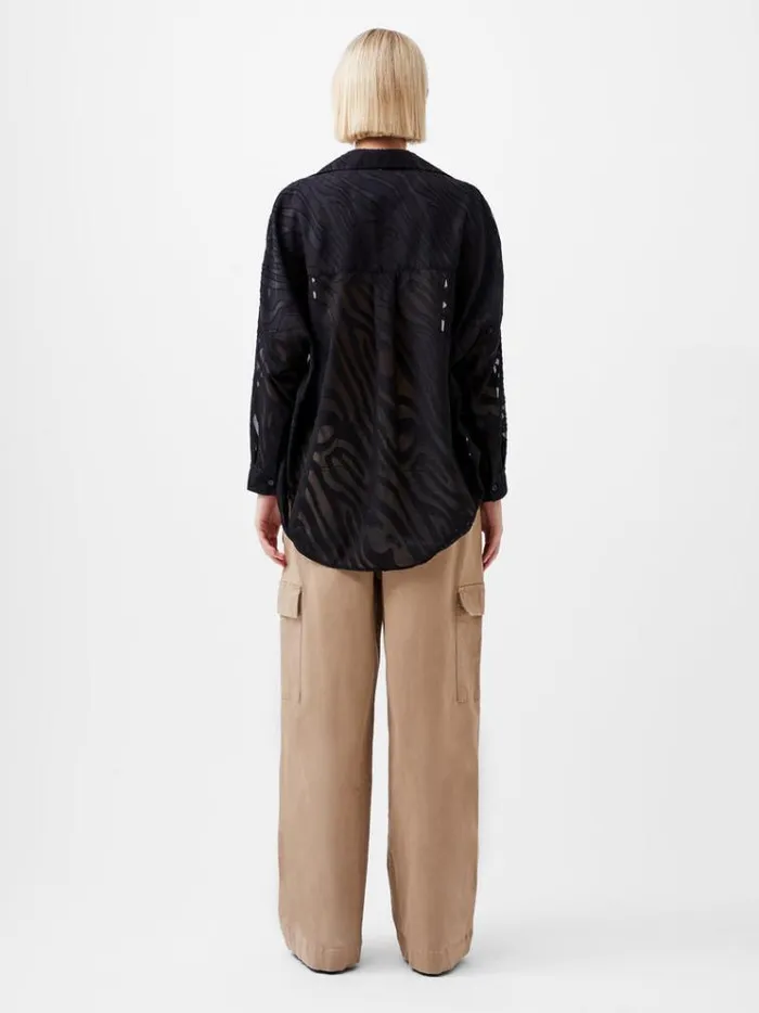 French Connection Tops Zebra Devore Popover Shirt Black 8211 Woman