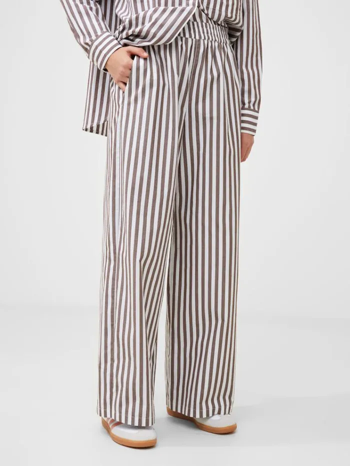 French Connection Trousers Stripe Poplin Palazzo Trousers Brownwhite Stripe 8211 Woman