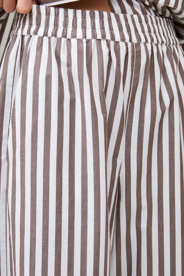 French Connection Trousers Stripe Poplin Palazzo Trousers Brownwhite Stripe 8211 Woman