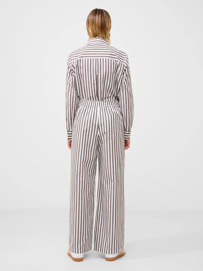 French Connection Trousers Stripe Poplin Palazzo Trousers Brownwhite Stripe 8211 Woman