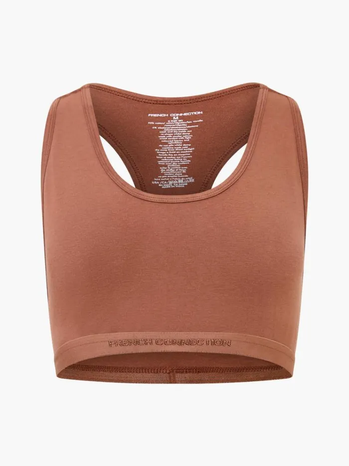 French Connection Underwear and Socks Fc 2 Pack Crop Top Tonal Blacklight Brown 8211 Woman