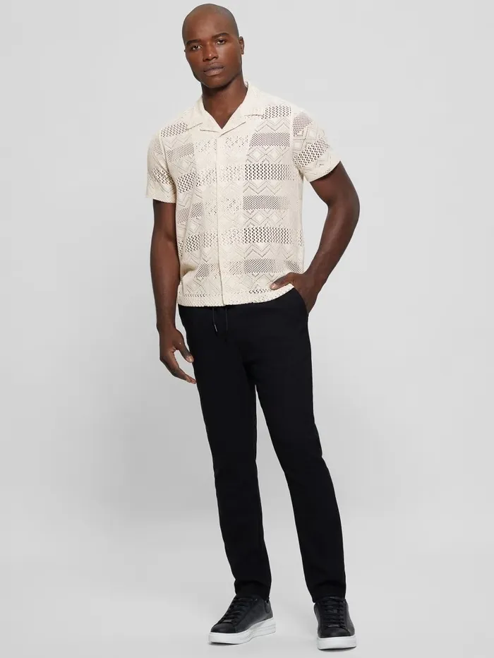 Geometric Knit Crochet Shirt Muted Stone Men Shirts GUESS Geometric Knit Crochet Shirt Muted Stone Men Shirts GUESS