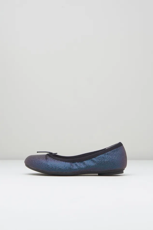 Girls Leda Ballet Flats Blue Shimmer Children Ballet Flats Bloch