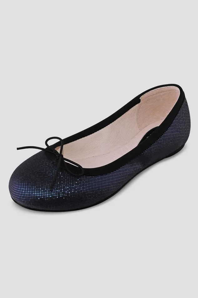Girls Leda Ballet Flats Blue Shimmer Children Ballet Flats Bloch