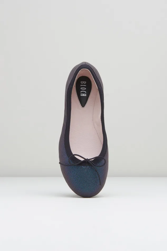 Girls Leda Ballet Flats Blue Shimmer Children Ballet Flats Bloch