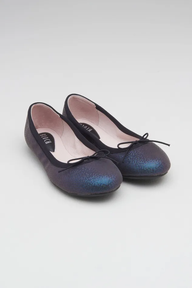 Girls Leda Ballet Flats Blue Shimmer Children Ballet Flats Bloch