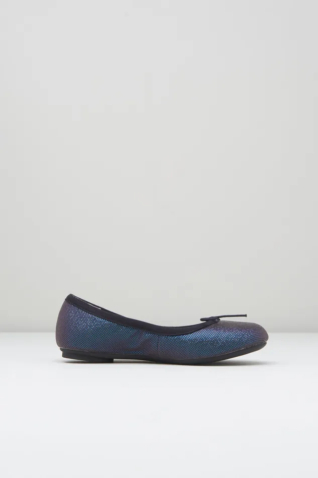 Girls Leda Ballet Flats Blue Shimmer Children Ballet Flats Bloch
