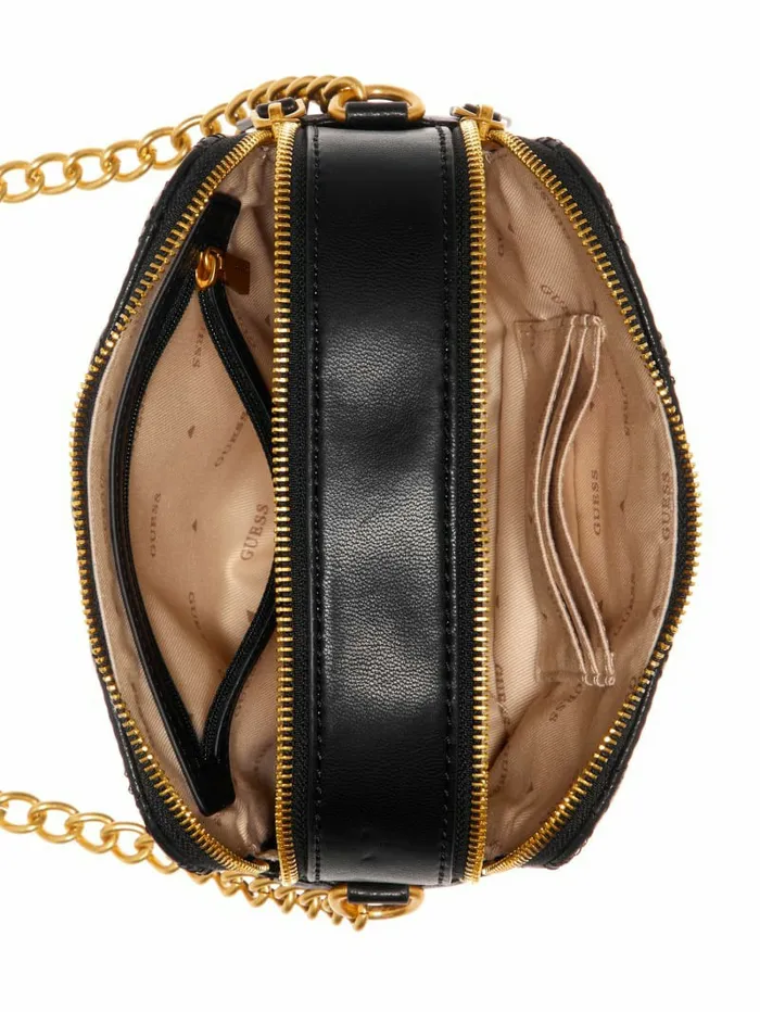 Giully Quilted Camera Crossbody Black Floral Print Women Handbags GUESS Giully Quilted Camera Crossbody Black Floral Print Women Handbags GUESS