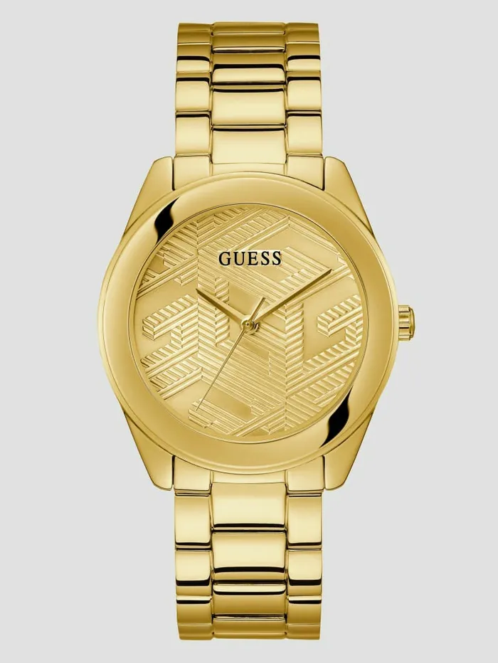GoldTone GCube Dial Analog Watch Gold Women Watches GUESS
