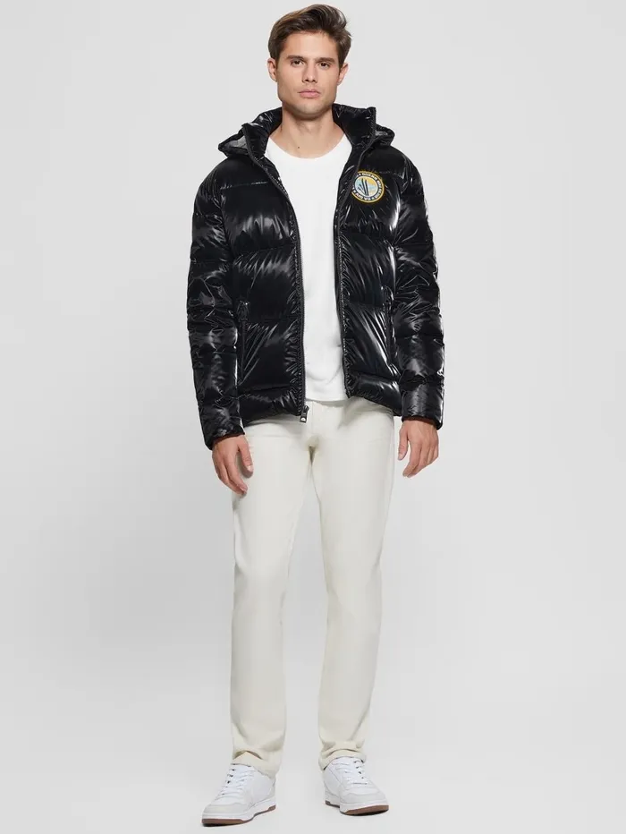 GUESS Arctic Patch Puffer Jacket Jet Black Multi Men Jackets and Coats