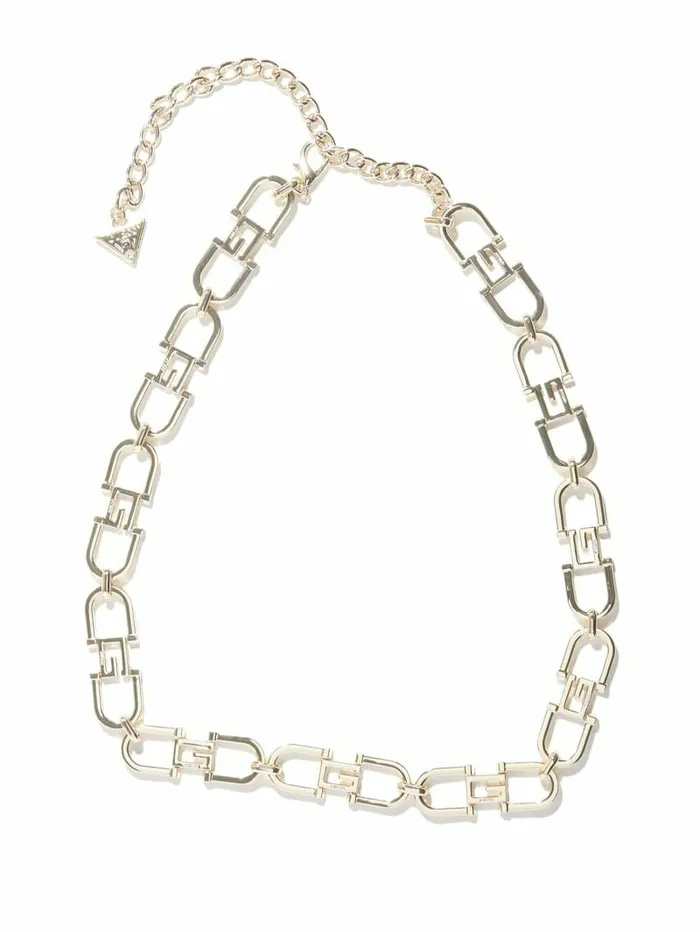 GUESS Belts Women G Logo Chain Belt Pale Shiny Gold GUESS Belts Women G Logo Chain Belt Pale Shiny Gold
