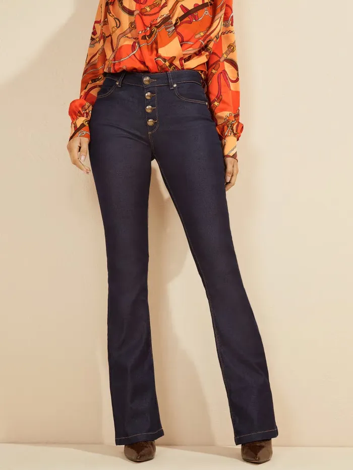 GUESS Bottoms Women Mini Flare Denim Pant Blue Rinse Wash
