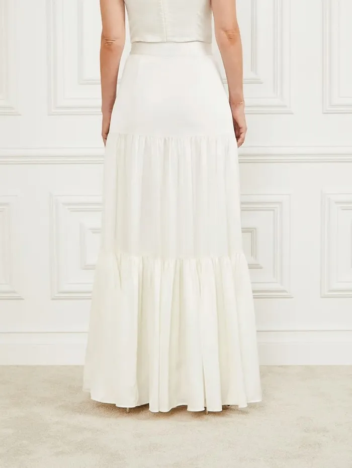 GUESS Bottoms Women Susanne Satin Maxi Skirt Pale Pearl