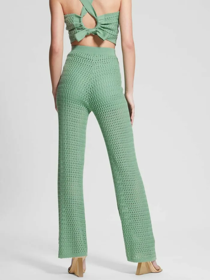 GUESS Bottoms Women Yasmina Wide Leg Sweater Pants Vital Green GUESS Bottoms Women Yasmina Wide Leg Sweater Pants Vital Green