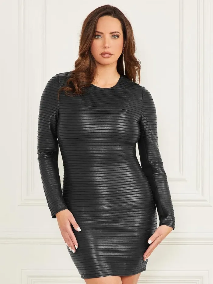 GUESS Dresses and Jumpsuits Women Tribute Pleated Leather Dress Black