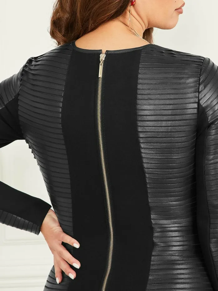 GUESS Dresses and Jumpsuits Women Tribute Pleated Leather Dress Black GUESS Dresses and Jumpsuits Women Tribute Pleated Leather Dress Black