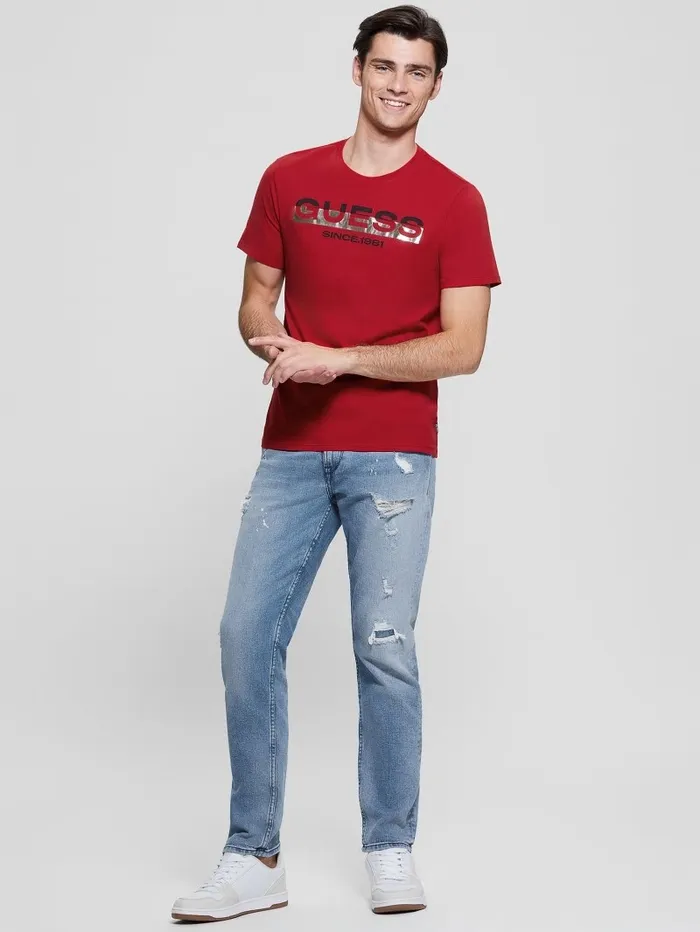 GUESS Eco MetallicAccented Tee Chili Red Men TShirts and Tanks