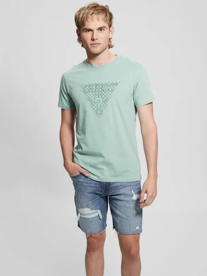 GUESS Eco Triangle Patch Tee Lagoon Fog Men TShirts and Tanks