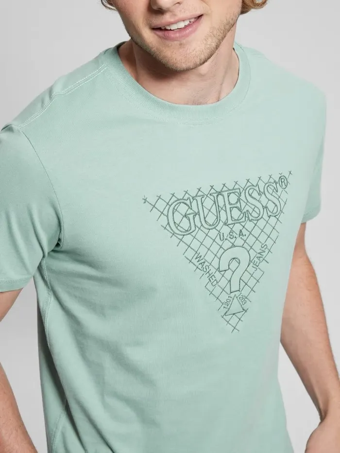 GUESS Eco Triangle Patch Tee Lagoon Fog Men TShirts and Tanks GUESS Eco Triangle Patch Tee Lagoon Fog Men TShirts and Tanks