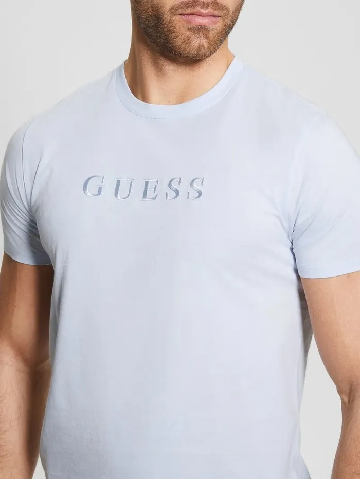 GUESS Embroidered Logo Tee Airway Blue Men TShirts and Tanks