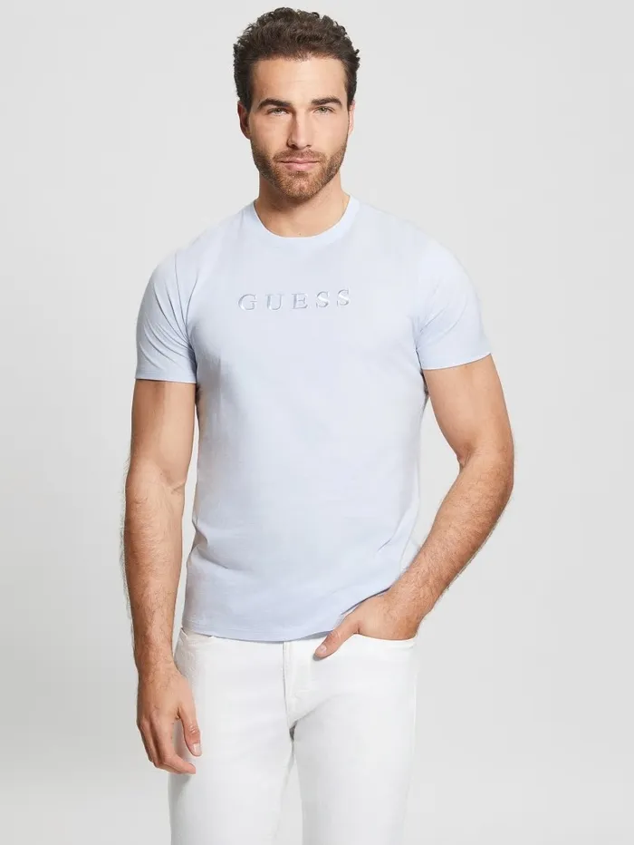GUESS Embroidered Logo Tee Airway Blue Men TShirts and Tanks