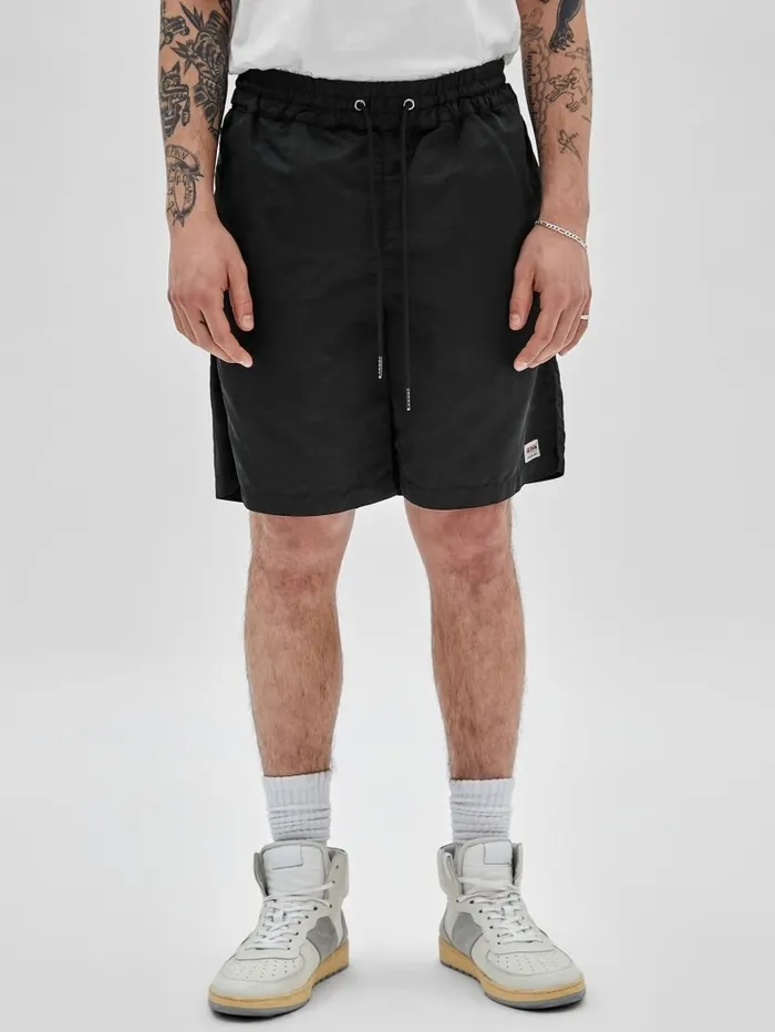 GUESS GUESS Originals Washed Nylon Shorts Jet Black Multi Men Pants and Shorts GUESS GUESS Originals Washed Nylon Shorts Jet Black Multi Men Pants and Shorts