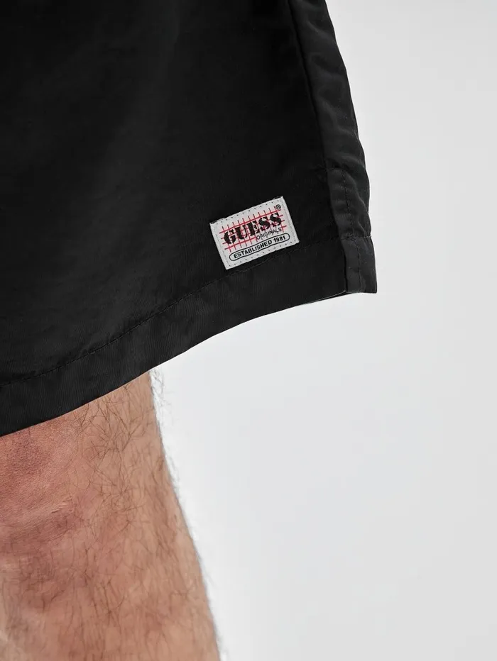 GUESS GUESS Originals Washed Nylon Shorts Jet Black Multi Men Pants and Shorts