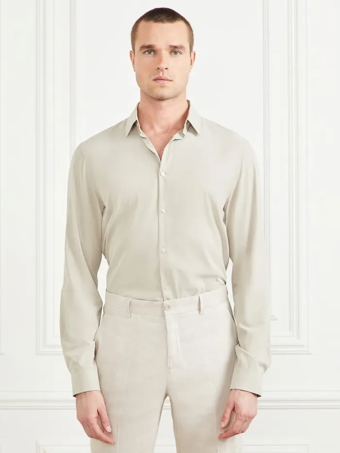 GUESS Italian Notched Cuff Shirt Hazel Wood Men Shirts