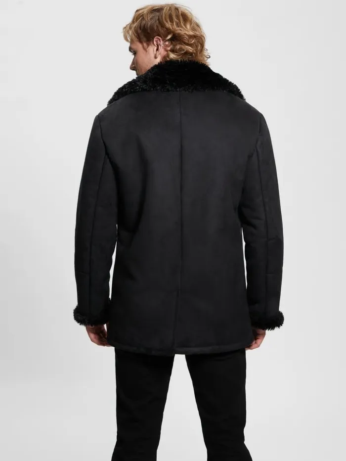 GUESS Jackets and Coats Men Ian FauxSuede Coat Jet Black Multi GUESS Jackets and Coats Men Ian FauxSuede Coat Jet Black Multi