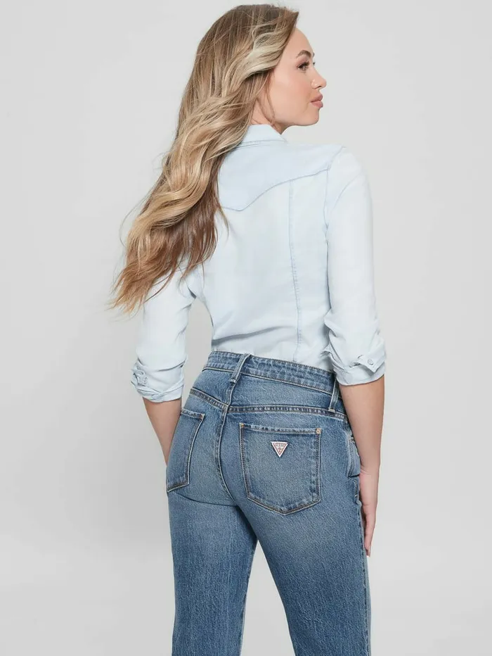 GUESS Jeans and Denim Women Eco Riley Denim Shirt Daydream Blue Wash GUESS Jeans and Denim Women Eco Riley Denim Shirt Daydream Blue Wash