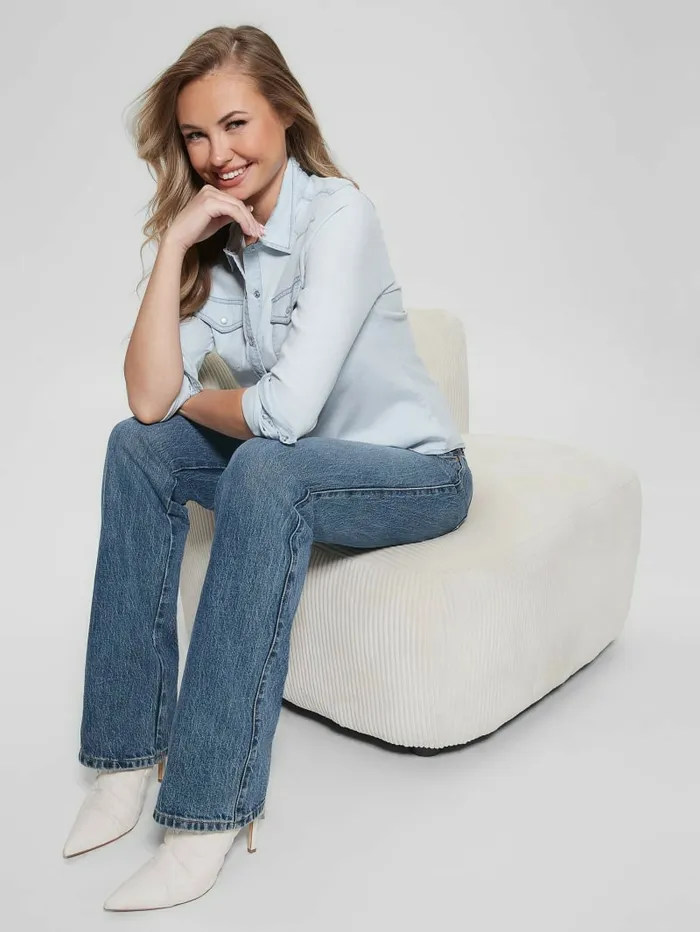 GUESS Jeans and Denim Women Eco Riley Denim Shirt Daydream Blue Wash GUESS Jeans and Denim Women Eco Riley Denim Shirt Daydream Blue Wash