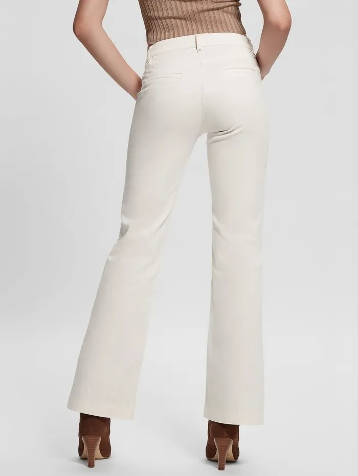GUESS Jeans and Denim Women Sateen Chain Sexy Bootcut Pants Cream White GUESS Jeans and Denim Women Sateen Chain Sexy Bootcut Pants Cream White