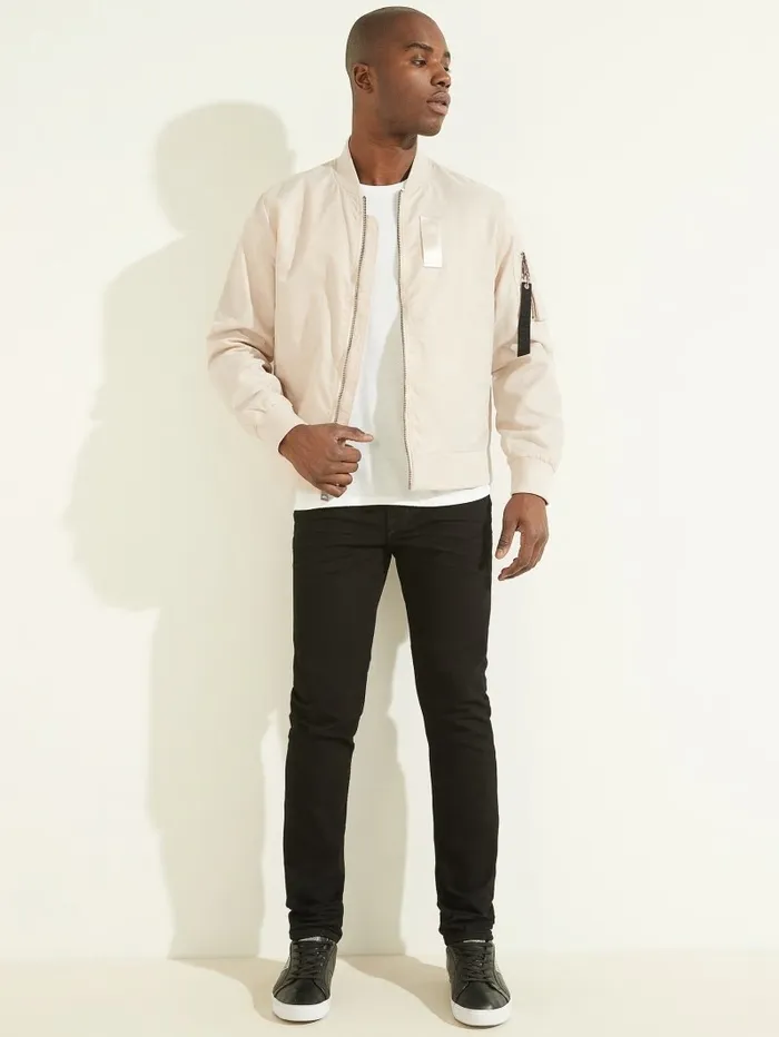 GUESS Nylon Flight Jacket Muted Stone Men Jackets and Coats GUESS Nylon Flight Jacket Muted Stone Men Jackets and Coats