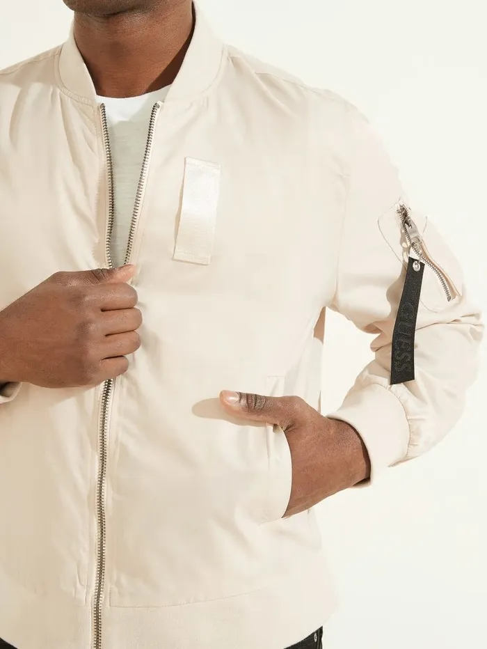 GUESS Nylon Flight Jacket Muted Stone Men Jackets and Coats GUESS Nylon Flight Jacket Muted Stone Men Jackets and Coats