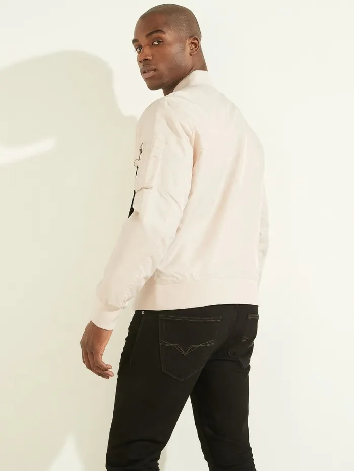 GUESS Nylon Flight Jacket Muted Stone Men Jackets and Coats GUESS Nylon Flight Jacket Muted Stone Men Jackets and Coats