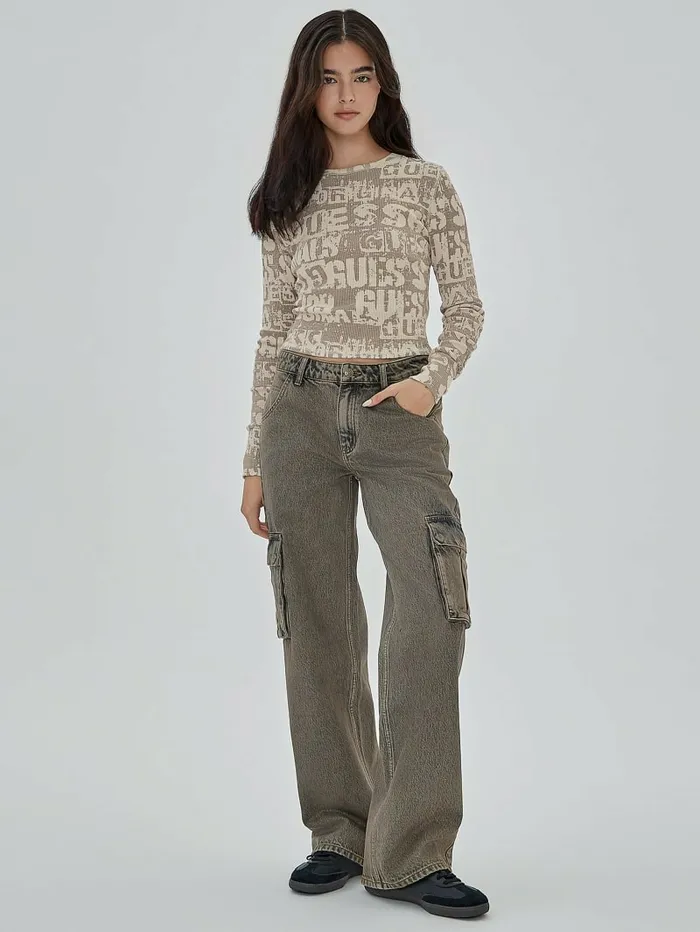 GUESS Originals Kit Cargo Jeans Go Tinted Brown Wash Jeans and Denim GUESS Women