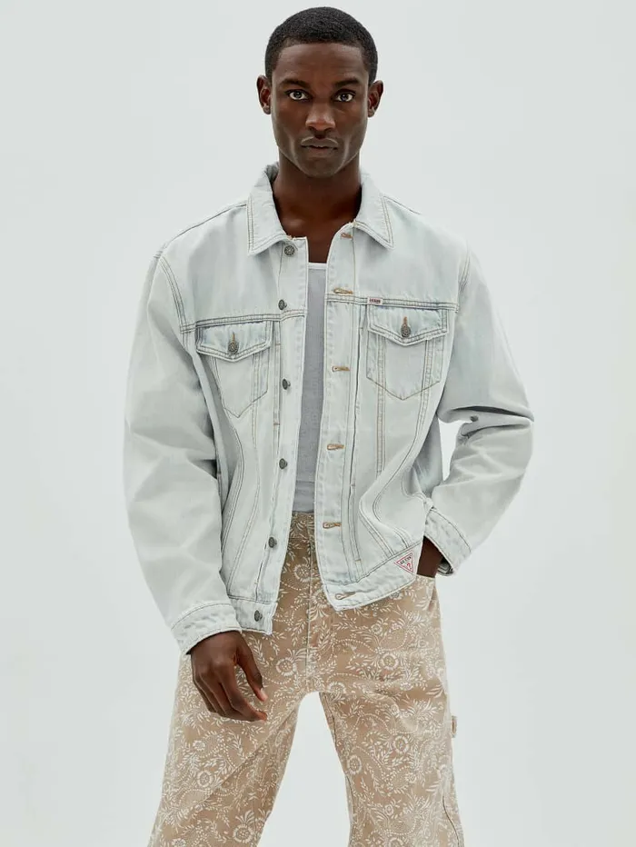 GUESS Originals Kit Denim Jacket Go Crest Lt Wash Men Jackets and Coats GUESS GUESS Originals Kit Denim Jacket Go Crest Lt Wash Men Jackets and Coats GUESS
